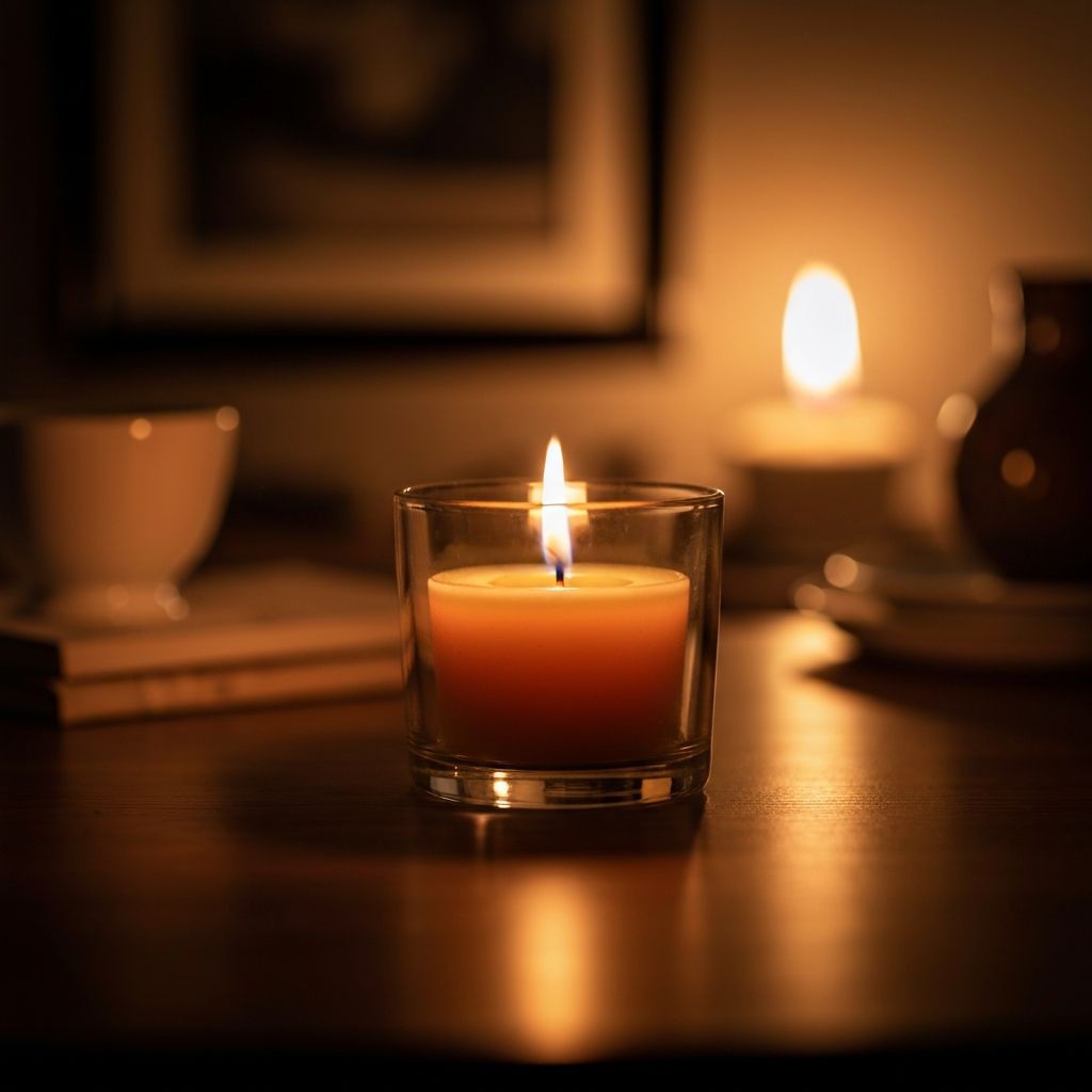 Amber Woods Sojawachskerze in Glassbecher – warmes, holziges Duftprofil